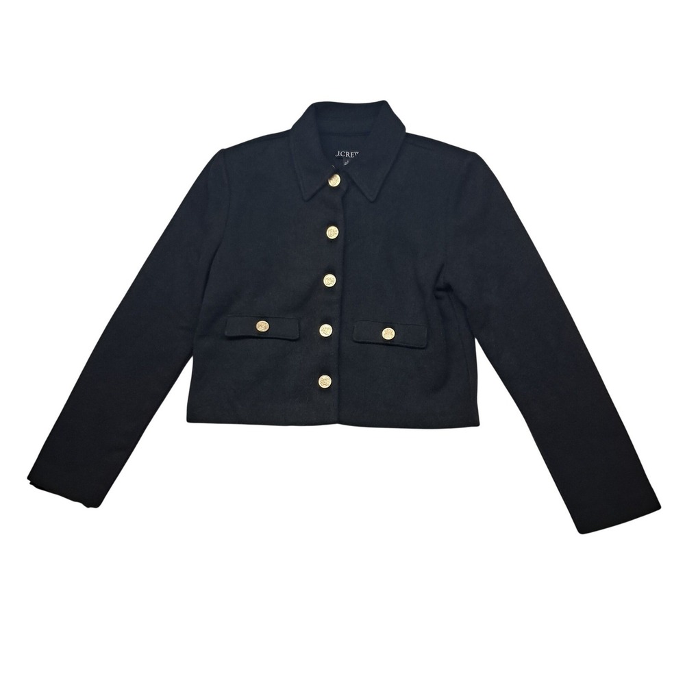 J. Crew Cropped Lady Jacket Womens Small Black Wool Blend Old Money Preppy